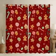 thumbnail image 1 of Feelyou Cartoon Snowflake Print Black Out Curtains, Cute Gingerbread Man Curtains Pack of 2 (42x63 Each), Red Christmas Theme Bedroom Curtains, Black Out Curtains Decor, 1 of 6