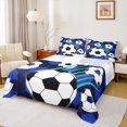 thumbnail image 1 of Feelyou Cartoon Soccer Boys Twin Sheet Sets, Graffiti Honeycomb Twin Fitted Sheet, Football Rugby Game Flat Sheet, Luxury Bedroom Decor, 3-Piece, 1 of 7