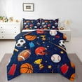 thumbnail image 1 of Feelyou Cartoon Soccer Rugby Bedding Comforter Set, Football Athlete Helmet Twin Comforter Sets, Basketball Sports Reversible Bedding Set, Luxury Bedroom Decor, 2 Pieces, 1 of 9
