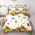 thumbnail image 1 of Feelyou Cartoon Square Geometric Twin Bedding Sets 7-Piece, Building Blocks Bedding Comforter Set, Kid Child Teenager Sheet Sets, Microfiber Bedroom Decor, 1 of 7
