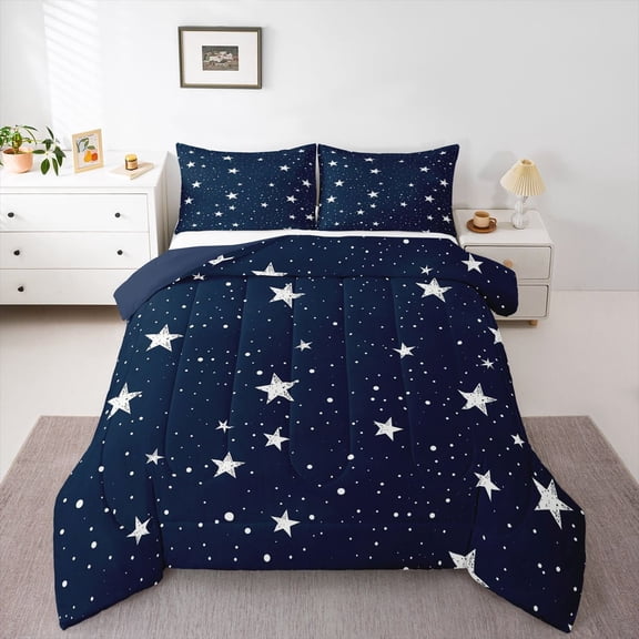 Feelyou Cartoon Stars Print Full Size Comforter Sets, Teen Kid Boy Girl Bedding Sets, 3pcs