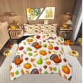 thumbnail image 1 of Feelyou Cartoon Turkey Animal Queen Comforter Set, Happy Harvest Bedding Sets, Thanksgiving Pumpkin Reversible Bedding Comforter Set, Ultra Soft Home Decor, 3pcs, 1 of 8