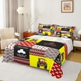 thumbnail image 1 of Feelyou Cartoon Vehicle Truck Bed Sheets, Tractor Excavator King Sheets, Red Yellow Patchwork Sheet Set, Breathable Home Decor, 4pcs, 1 of 7