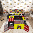 thumbnail image 1 of Feelyou Cartoon Vehicle Truck Queen Comforter Set, Tractor Excavator Bedding Sets, Red Yellow Patchwork Reversible Bedding Comforter Set, Breathable Home Decor, 3pcs, 1 of 8