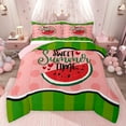 thumbnail image 1 of Feelyou Cartoon Watermelon Full Size Comforter Sets, Pink Green Stripes Bedding Comforter Set, Sweet Summer Time Reversible Bedding Sets, Super Cozy Room Decor, 3 Pieces, 1 of 8