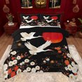 thumbnail image 1 of Feelyou Cartoon White Crane Bedding Comforter Set for Adult, Japanese Cherry Blossoms Twin Comforter Sets, Retro Tokyo Style Reversible Bedding Set, Ultra Soft Bedroom Decor, 2 Pieces, 1 of 8