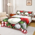 thumbnail image 1 of Feelyou Cartoon Xmas Ball Twin Sheet Sets, Red White Plaid Twin Fitted Sheet, Merry Christmas Flat Sheet, Breathable Home Decor,3 Pieces, 1 of 7