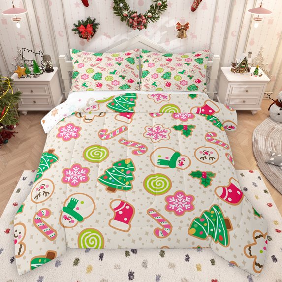 Feelyou Cartoon Xmas Tree Bedding Comforter Set, Winter Christmas Twin Comforter Sets, Teens Kids Boys Girls Reversible Bedding Set, Breathable Home Decor, 2-Piece