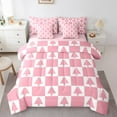 thumbnail image 1 of Feelyou Cartoon Xmas Tree Twin Bedding Sets 7-Piece for Kid, Merry Christmas Bedding Comforter Set, Pink Plaid Buffalo Reversible Sheet Sets, Lightweight Room Decor, 1 of 6