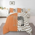 thumbnail image 1 of Feelyou Cartoon Zebra Kids Bedding Comforter Set, Fashion Stripes Lines Twin Comforter Sets, Orange Kawaii Animal Reversible Bedding Set, Breathable Home Decor, 2pcs, 1 of 8