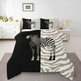 thumbnail image 1 of Feelyou Cartoon Zebra Kids Full Size Comforter Sets, Fashion Stripes Lines Bedding Comforter Set, Black Kawaii Animal Reversible Bedding Sets, Lightweight Room Decor, 3pcs, 1 of 8