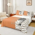 thumbnail image 1 of Feelyou Cartoon Zebra Kids Full Size Sheets, Fashion Stripes Lines Bed Sheets, Orange Kawaii Animal Sheet Sets, Breathable Home Decor, 4pcs, 1 of 7