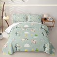 thumbnail image 1 of Feelyou Castle Star Cloud Dragon Bed Spread Queen for Boys Girls, Kawaii Cartoon Animal Queen Coverlet Set, Green, 3pcs, 1 of 7