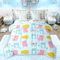thumbnail image 1 of Feelyou Cat Kitten Animal Bedding Comforter Set 7pcs for Child, Kawaii Love Heart King Bedding Sets, Cute Cartoon Blue Reversible Bed Sheets, Breathable Home Decor, 1 of 7