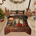 thumbnail image 1 of Feelyou Cat Kitten Animal Queen Comforter Set, Vintage Christmas Gifts Bedding Sets, Teen Kid Adult Reversible Bedding Comforter Set, Ultra Soft Home Decor, 3-Piece, 1 of 8