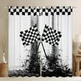 thumbnail image 1 of Feelyou Checkered Flag Teens Blackout Curtains Set of 2 (52x84 Each), Black White Buffalo Plaid Window Curtains, Modern Race Car Sports Curtains and Drapes, Blackout Curtains Bedroom Decor, 1 of 6