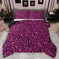 thumbnail image 1 of Feelyou Cheetah Leopard Print Bedding Comforter Set, Fuchsia Bling Art Twin Comforter Sets, Chic Polka Dot Abstract Reversible Bedding Set, Luxury Bedroom Decor, 2pcs, 1 of 9