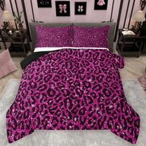 Feelyou Cheetah Leopard Print Bedding Comforter Set, Fuchsia Bling Art Twin Comforter Sets, Chic Polka Dot Abstract Reversible Bedding Set, Luxury Bedroom Decor, 2pcs