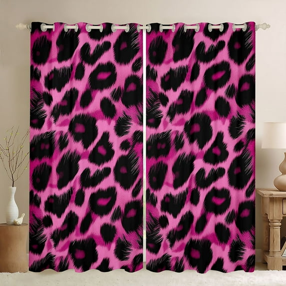 Feelyou Cheetah Leopard Print Curtains Pack of 2 (42x84 Each), Art Brush Watercolor Curtains Blackout, Modern Fashion Style Bedroom Curtains, Blackout Curtains Room Decor