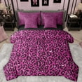 thumbnail image 1 of Feelyou Cheetah Leopard Print Twin Bedding Sets 7-Piece, Fuchsia Bling Art Bedding Comforter Set, Chic Polka Dot Abstract Reversible Sheet Sets, Luxury Bedroom Decor, 1 of 8