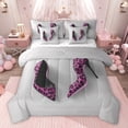 thumbnail image 1 of Feelyou Cheetah Print High Heel Twin Bedding Sets 7-Piece for Adult, Romantic Beauty Women Bedding Comforter Set, Pink Fashion Style Reversible Sheet Sets, Lightweight Room Decor, 1 of 9