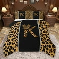 thumbnail image 1 of Feelyou Cheetah Print Letter K Bedding Comforter Set, Chic Brown Bowknot Ribbon Twin Comforter Sets, Leopard Wildlife Animal Reversible Bedding Set, Microfiber Bedroom Decor, 2-Piece, 1 of 8