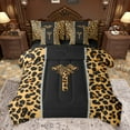 thumbnail image 1 of Feelyou Cheetah Print Letter T Bedding Comforter Set 7 Pieces, Chic Brown Bowknot Ribbon Full Bedding Set, Leopard Wildlife Animal Reversible Fitted Sheet Flat Sheet, Super Cozy Room Decor, 1 of 8