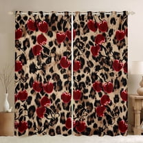 Feelyou Cherry Black Out Curtains, Brown Cheetah Print Curtains Pack of 2 (42x63 Each)