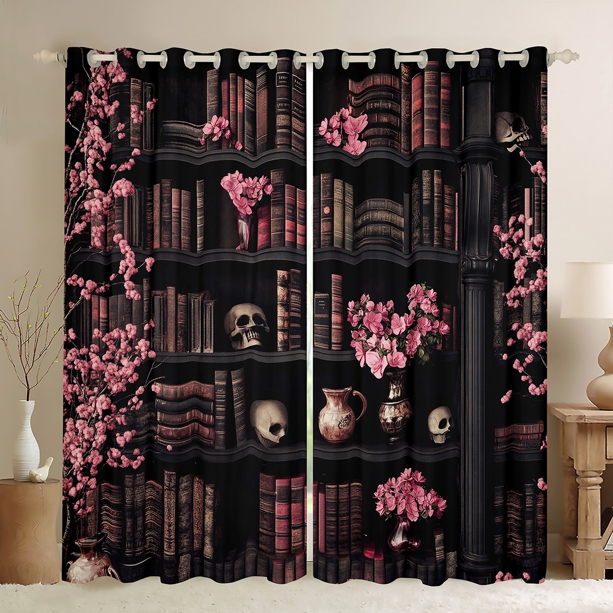 Feelyou Kirschblüten-Duschvorhang Aus Stoff – Wasserdicht, 183x213 Cm, Mit 12 Haken – Süßes Blumenmuster Für Kinder-Badezimmer