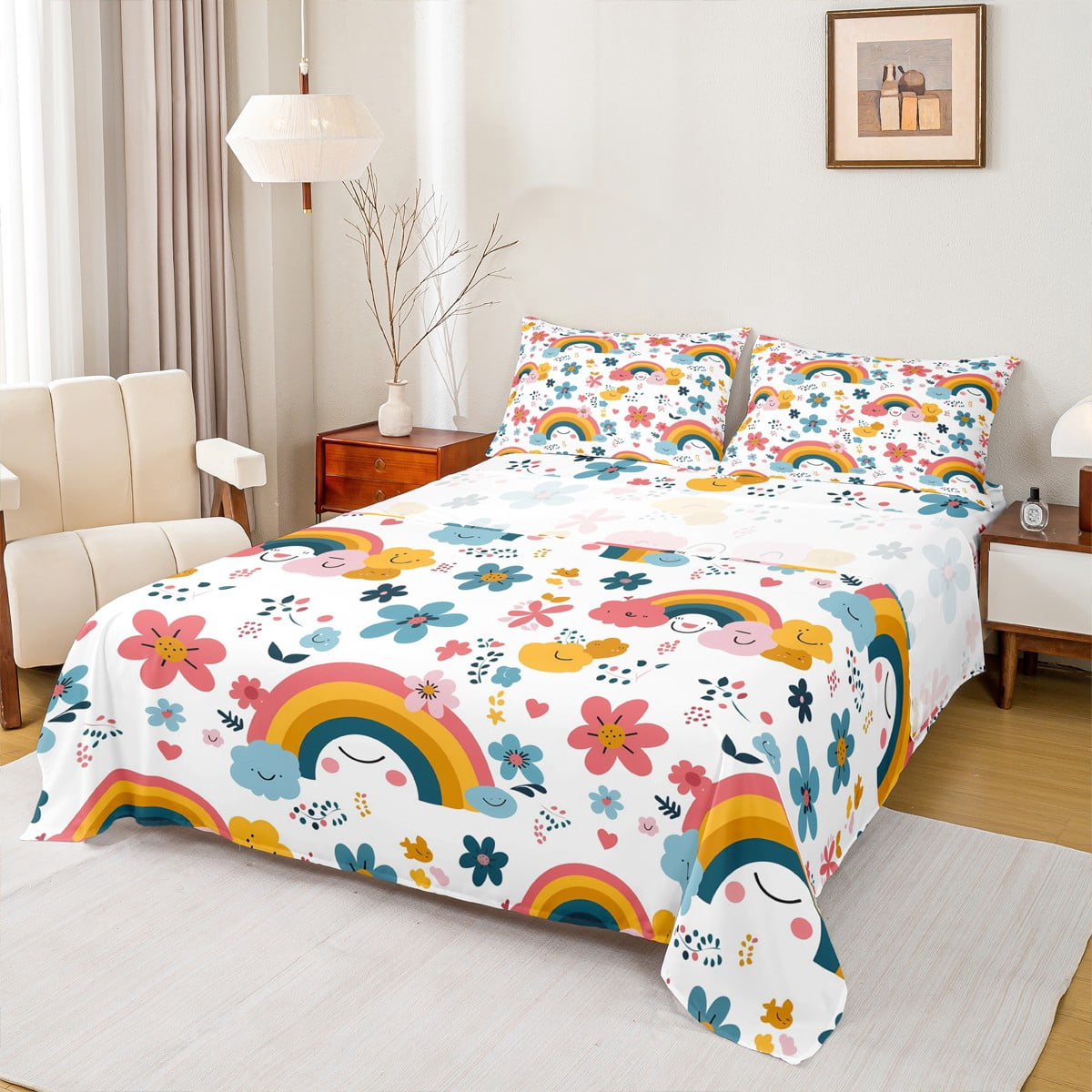 Feelyou Cherry Blossoms Kids Twin Sheet Sets, Kawaii Floral Flower Twin ...