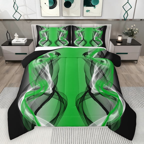 Feelyou Chic Abstract Ombre Bedding Comforter Set, Pink Green Gradient Striped Twin Comforter Sets, Boho Modern Art Reversible Bedding Set, Ultra Soft Bedroom Decor, 2 Pieces