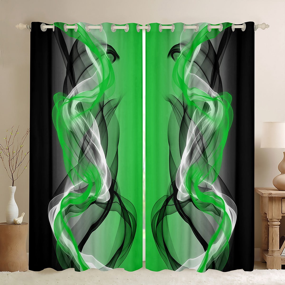 Feelyou Chic Abstract Ombre Curtains Pack of 2 (42x84 Each), Pink Green ...