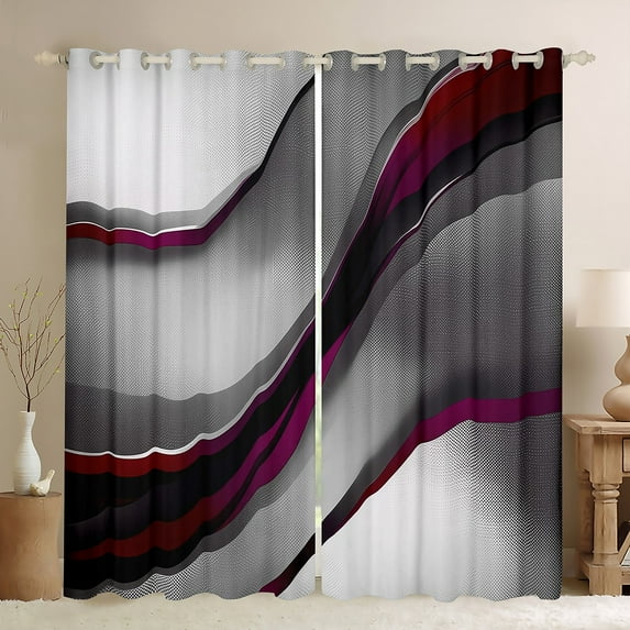 Feelyou Chic Abstract Striped Black Out Curtains, Fashion Geometry Curtains Pack of 2 (42x63 Each), Teen Kid Child Adult Bedroom Curtains, Blackout Curtains Bedroom Decor