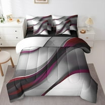 Feelyou Chic Abstract Striped Twin Bedding Sets 7-Piece, Fashion Geometric Bedding Comforter Set, Teen Kid Child Adult Reversible Sheet Sets, Microfiber Bedroom Decor