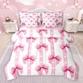 thumbnail image 1 of Feelyou Chic Bow-tie Kids Bedding Comforter Set 7pcs, Watercolor Pink Bowknot King Bedding Sets, Kawaii Princess Style Reversible Bed Sheets, Lightweight Room Decor, 1 of 7