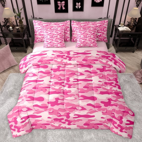 Feelyou Chic Camouflage Abstract Bedding Comforter Set 7 Pieces, Modern Fashion Camo Full Bedding Set, Teens Kids Boys Girls Reversible Fitted Sheet Flat Sheet, Microfiber Bedroom Decor