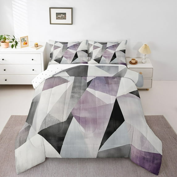 Feelyou Chic Circle Abstract Bedding Comforter Set, Modern Minimalism Twin Comforter Sets, Fashion Geometric Stripes Reversible Bedding Set, Breathable Home Decor, 2pcs