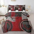 thumbnail image 1 of Feelyou Chic Circle Abstract Twin Bedding Sets 7-Piece, Black Red Minimalism Bedding Comforter Set, Fashion Geometric Stripes Sheet Sets, Breathable Home Decor, 1 of 7