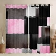 thumbnail image 1 of Feelyou Chic Geometric Abstract Black Out Curtains, Pink Square Rectangle Curtains Pack of 2 (42x63 Each), Teen Kid Child Adult Bedroom Curtains, Blackout Curtains Home Decor, 1 of 6