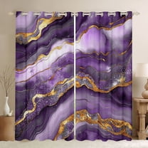 Feelyou Chic Glitter Marble Black Out Curtains, Abstract Ombre Plum Curtains Pack of 2 (42x63 Each), Fashion Marbling Theme Bedroom Curtains, Blackout Curtains Room Decor