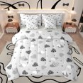 thumbnail image 1 of Feelyou Chic Love Heart Bedding Comforter Set 7pcs for Kid, Abstract Grey Queen Bedding Sets, Modern Fashion Cartoon Reversible Queen Sheet Sets, Breathable Home Decor, 1 of 7