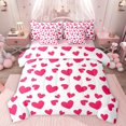 thumbnail image 1 of Feelyou Chic Love Heart Bedding Comforter Set 7pcs for Kid, Abstract Grey Queen Bedding Sets, Modern Fashion Cartoon Reversible Queen Sheet Sets, Lightweight Room Decor, 1 of 7