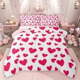 thumbnail image 1 of Feelyou Chic Love Heart Queen Comforter Set for Kid, Abstract Grey Bedding Sets, Modern Fashion Cartoon Reversible Bedding Comforter Set, Lightweight Room Decor, 3 Pieces, 1 of 8