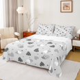 thumbnail image 1 of Feelyou Chic Love Heart Queen Sheet Sets for Kid, Abstract Grey Flat Sheet, Modern Fashion Cartoon Queen Fitted Sheet, Breathable Home Decor, 4pcs, 1 of 7