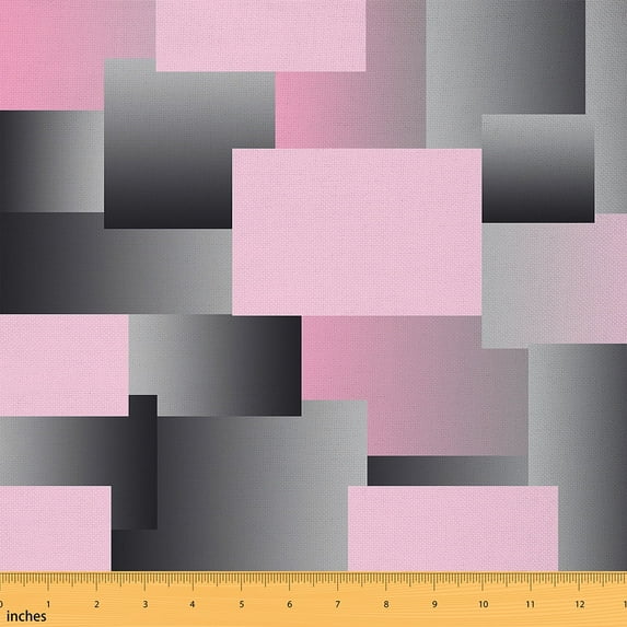 Feelyou Chic Minimalism Fabric by the Yard 1 Yard, Pink Bufflao Home Decor Fabric by the Yard, Modern Abstract Geometric Sewing Fabric, Luxury Bedroom Decor