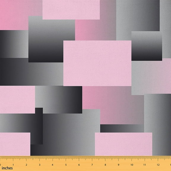 Feelyou Chic Minimalism Fabric by the Yard 1 Yard, Pink Bufflao Home Decor Fabric by the Yard, Modern Abstract Geometric Sewing Fabric, Luxury Bedroom Decor