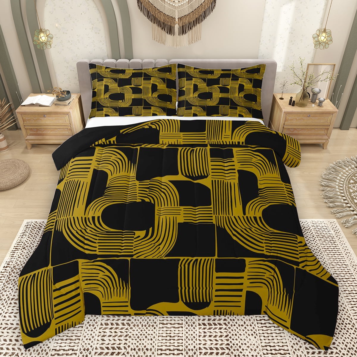 Photo inspiration: Gallery Detail: Feelyou Chic Minimalism Teens Full Size Comforter Sets Abstract Line