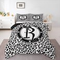 thumbnail image 1 of Feelyou Chic Monogrammed R Bedding Comforter Set, Wildlife Leopard Print Twin Comforter Sets, Modern Princess Black Bowknot Reversible Bedding Set, Luxury Bedroom Decor, 2-Piece, 1 of 8