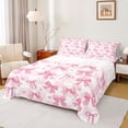 thumbnail image 1 of Feelyou Chic Pink Bowknot Twin Sheet Sets for Kids, Romantic Love Heart Twin Fitted Sheet, Fashion Buffalo Plaid Flat Sheet, Ultra Soft Bedroom Decor, 3 Pieces, 1 of 8