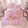 thumbnail image 1 of Feelyou Chic Pink Monogrammed D Full Size Comforter Sets, Glitter Mermaid Scale Bedding Comforter Set, Dreamy Princess Cartoon Reversible Bedding Sets, Lightweight Room Decor, 3pcs, 1 of 8